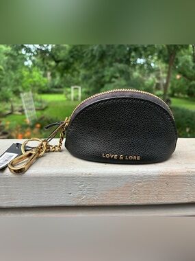 Love & Lore Black Pebbled Leather Key Pouch NWT